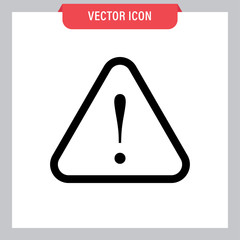 Attention icon, danger symbol vector. Triangle sign with exclamation mark.
