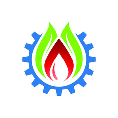 Fire flame icon in a shape of drop. Oil and gas industry logo design concept.