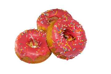 pink biscuit rings on a white background