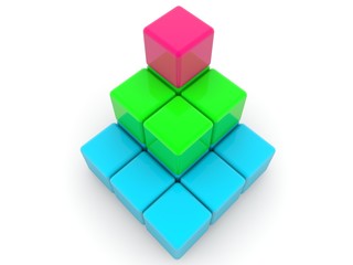 Tricolor pyramid of game blocks