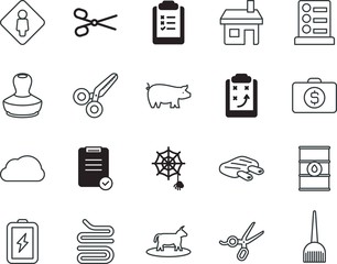 Fototapeta premium clip vector icon set such as: acid, phone, survey, hanging, post, quality, veal, cutout, charge, hairstyle, spider, small, wing, money, color, trip, helloween, hog, residence, door, hosting, wings