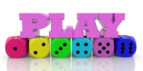 Play concept with colorful dice