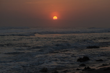 Beautiful ocean sunset in Sri Lanka