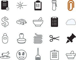 clip vector icon set such as: needle, cosmetic, beautician, accept, folded, appropriate, beam, checkout, brush, mammal, pictogram, restaurant, handle, luxury, wear, strips, noticeboard, coloring