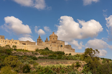 view of the ancient town mdina, malta island