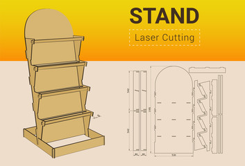 CNC. Laser cutting showcase. Laser cut. No glue need. For 6 mm plywood - obrazy, fototapety, plakaty