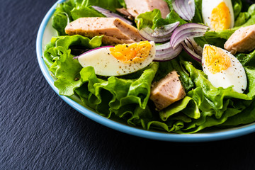 Tuna salad on black stone plate