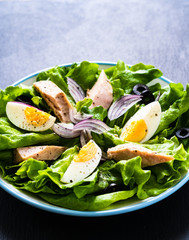 Tuna salad on black stone plate