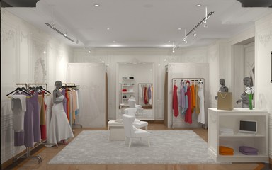 shopping mall, interior visualization, 3D illustration