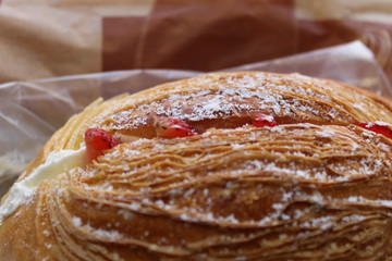 pancakes with strawberry jam