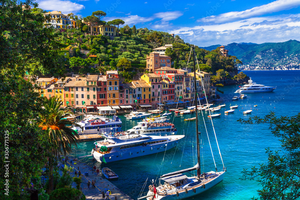 Wall mural portofino - italian fishing village and luxury holiday resort in liguria