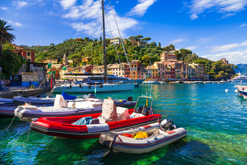Fototapeta na wymiar Portofino - Italian fishing village and luxury holiday resort in Liguria