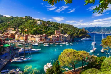 Tuinposter Portofino - Italiaans vissersdorp en luxe vakantieoord in Ligurië © Freesurf