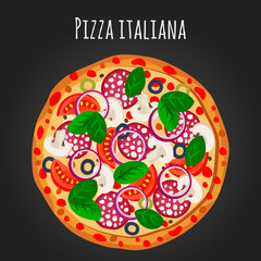 Pizza italiana vector illustration. Flat design.