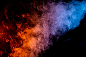 Orange, Red, and Blue Smoke on Black Background