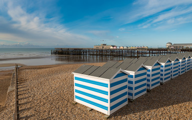 Pier in Hastings, evening, 2019, East Sussex, UK.
