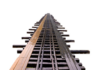 Old wooden railway bridge with footpath