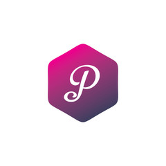 color hexagon p logo design