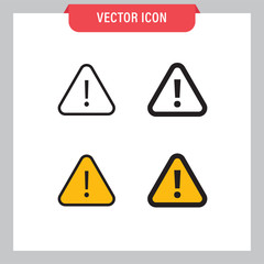 Attention icon set, danger symbol vector. Triangle sign with exclamation mark collection.