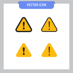 Attention icon set, danger symbol vector. Triangle sign with exclamation mark collection.