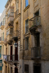 Typical balconies in historical city of Valletta, Malta