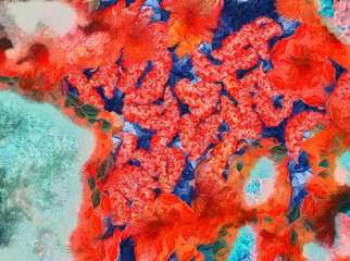 Impression color mix abstract texture art. Artistic bright background. Oil painting artwork. Modern style graphic wallpaper. Large strokes of paint. Colorful pattern for design work or wallpaper.