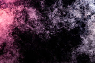 Pink and white smoke on black background