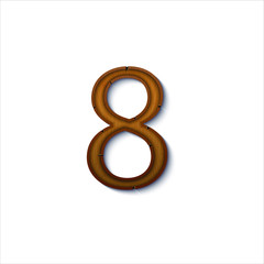 Wooden vector number. Eight, such as decorative figure for website, game,mobile application or kids book. Язык ключевых слов: English
