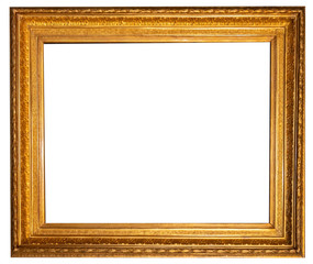 Gold vibackgroundntage picture frame isolated on white