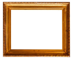 Gold vibackgroundntage picture frame isolated on white