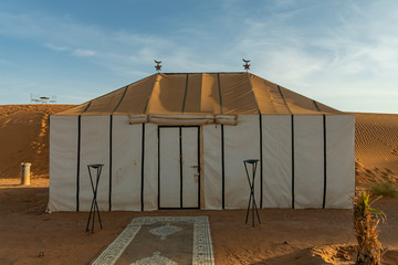 Haimas in the Sahara desert in Merzouga. Morocco