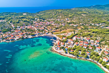 Lumbarda on Korcula island archipelago aerial view