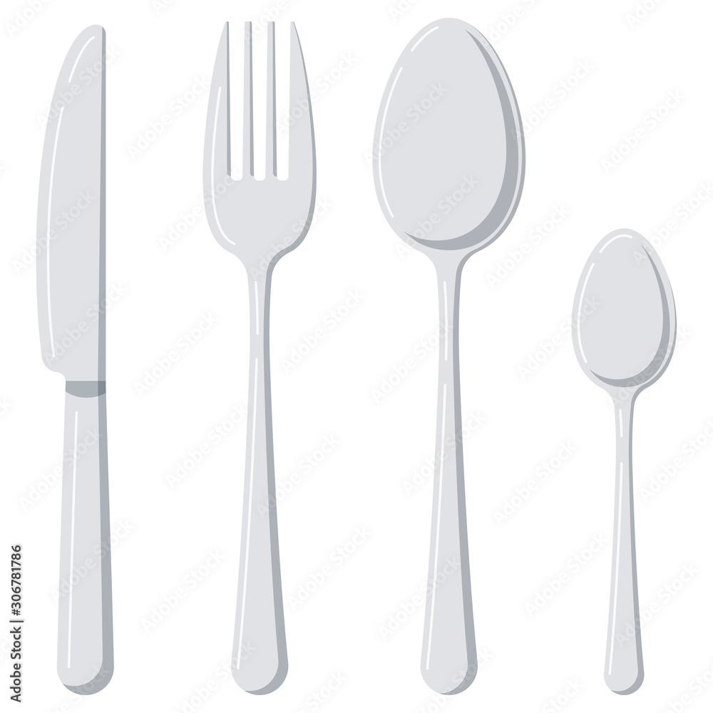 Wall mural cutlery flat design icon set isolated on white background.