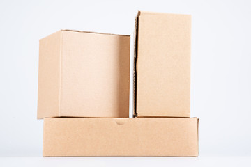 Cardboard Boxes three package isolated white background