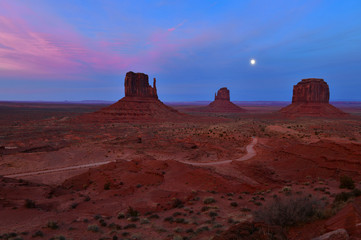 The desert landscape of Monument Valley, Navajo Tribal Park in the southwest USA in Arizona and Utah, America