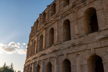 Obraz premium Amphitheatre of El Jem is an oval amphitheatre in the modern-day city of El Djem, Tunisia