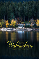 Business Frohe Weihnachten und neues jahr schrift mit hintergrund wald schwarzwald
