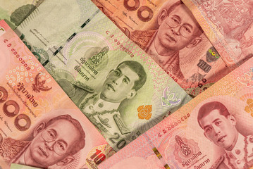A composition of Thai baht. THB banknotes