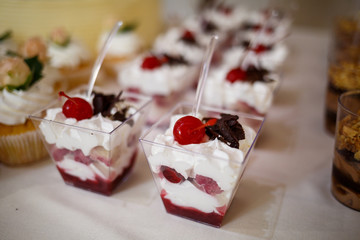 Beautiful and delicious cakes on a festive day