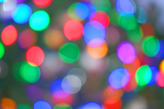 Abstract out of focus Christmas lights horizontal backround image in color
