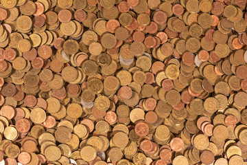 Thousands of golden, silver and copper coins