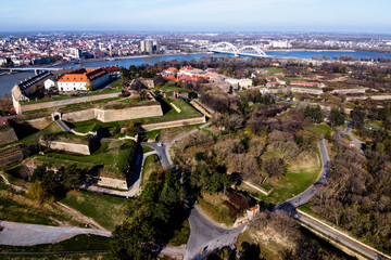 aerial view of city and river