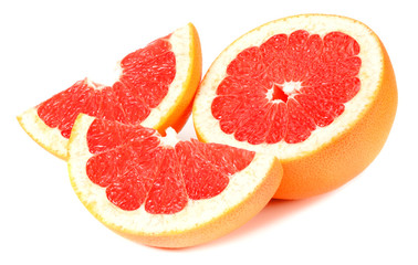 Fototapeta na wymiar healthy food. sliced grapefruit isolated on white background