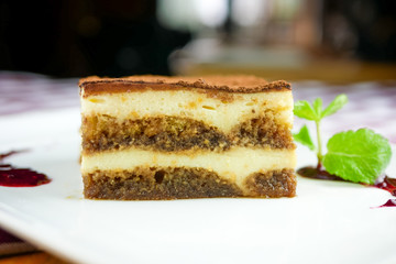 Cake on a restaurant table