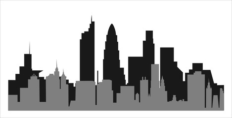 Obraz premium Set of cityscape background. Skyline silhouettes. Modern architecture. Horizontal banner with megapolis panorama. Building icon. Vector illustration