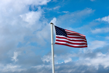American Flag in Sky with Clouds