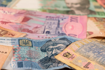 A composition of Ukrainian hryvnia. UAH banknotes