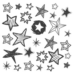 Hand drawn doodle stars. Vector illustration.