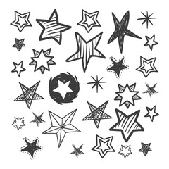 Hand drawn doodle stars. Vector illustration.