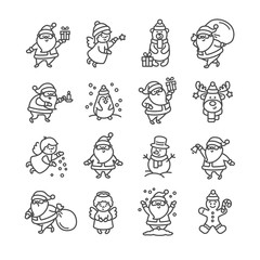 Set of Christmas Icons with Santa Claus